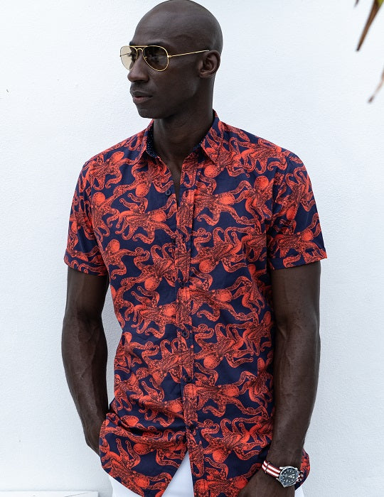 Men's Positano Poplin Short Sleeve Shirt - Octo
