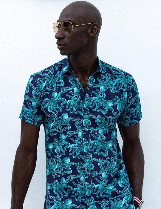 Men's Positano Poplin Short Sleeve Shirt - Octo