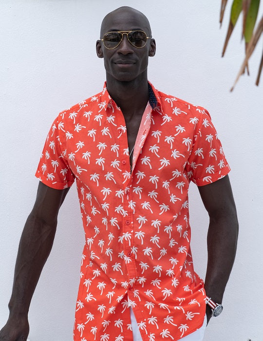Men's Positano Poplin Short Sleeve Shirt - Plam