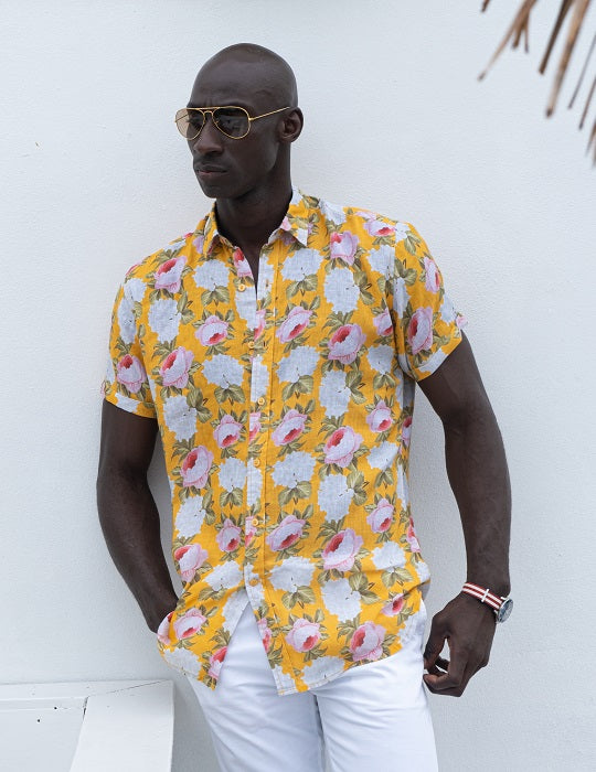 Men's Positano Poplin Short Sleeve Shirt - Peony