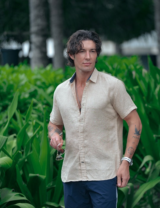 Men's Positano Solid Short Sleeve Linen Shirts