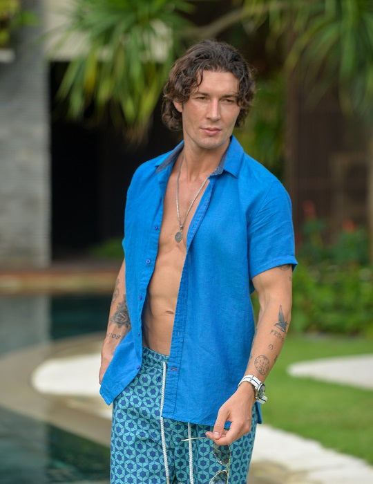 Men's Positano Solid Short Sleeve Linen Shirts