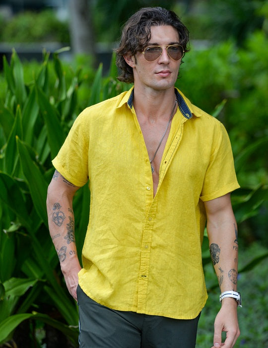 Men's Positano Solid Short Sleeve Linen Shirts