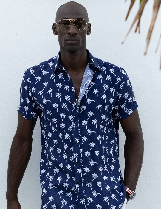 Positano Patterned Short Sleeve Linen Shirts