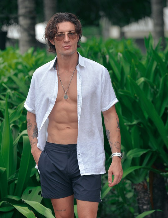 Men's Positano Solid Short Sleeve Linen Shirts