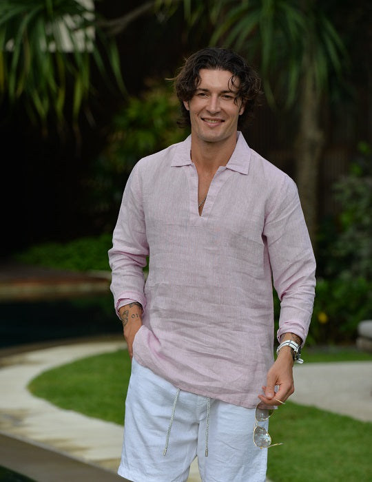 Men's Ravello Long Sleeve Resort Style Pull on Linen Shirts