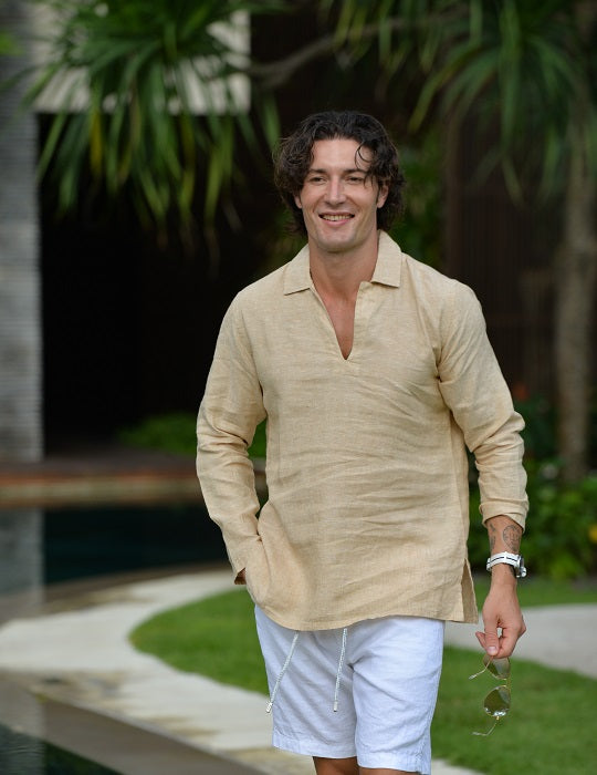 Men's Ravello Long Sleeve Resort Style Pull on Linen Shirts