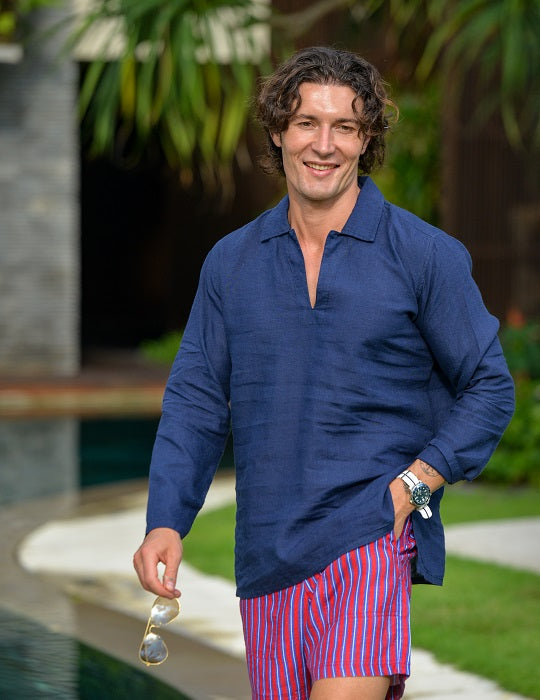 Men's Ravello Long Sleeve Resort Style Pull on Linen Shirts