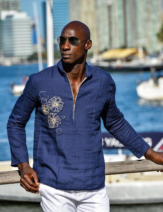 Men's Sorrento Embroidered Linen Shirts