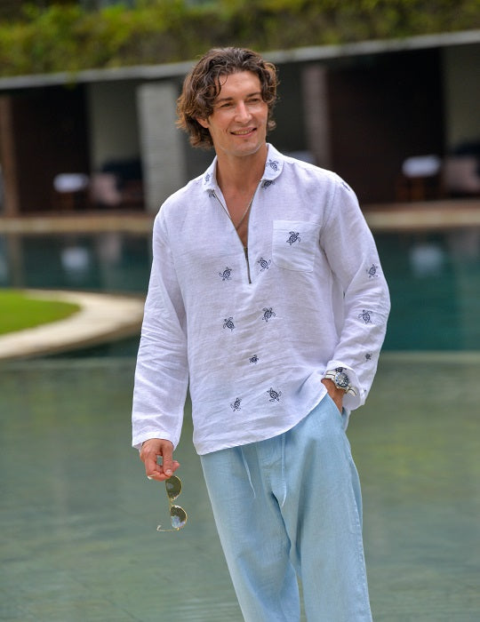 Men's Sorrento All Over Embroidered Linen Shirts