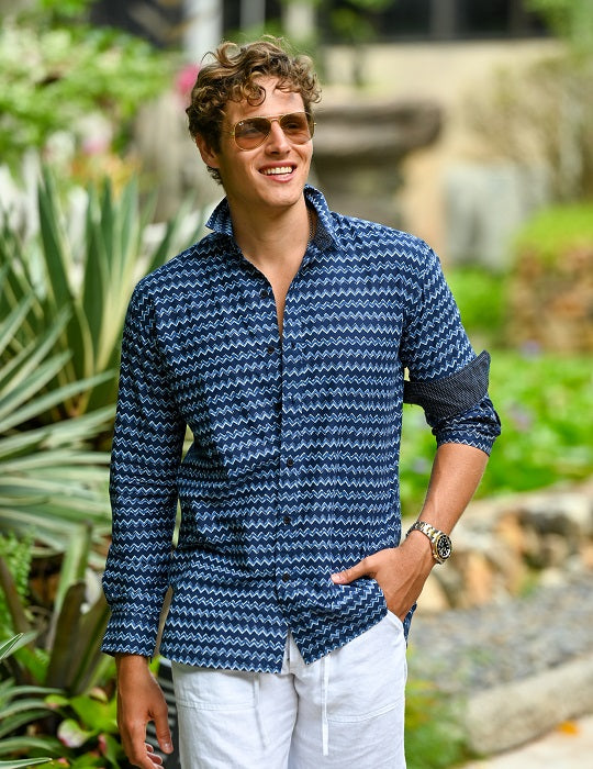 Men's St-Jean Lightweight Cotton Voile Shirt – Chevron