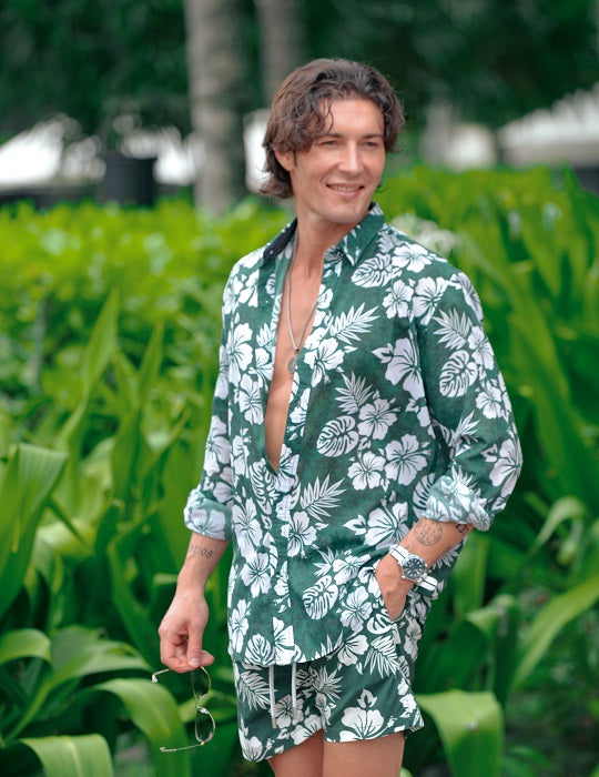 Men's St-Jean Lightweight Cotton Voile Shirt – Hibiscus