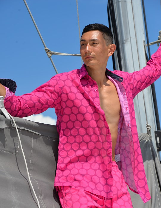 Men's St-Jean Lightweight Cotton Voile Shirt – Polka Dots