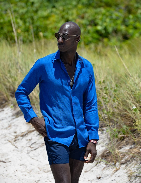 St Barth Solid Linen Long Sleeve Shirts