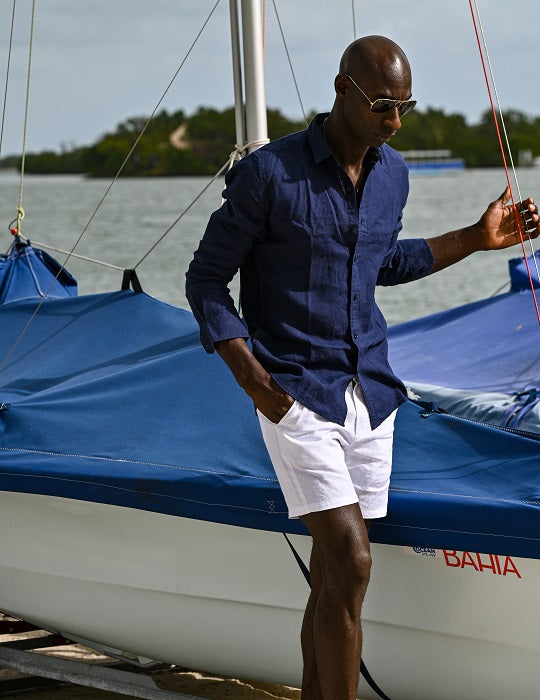St Barth Solid Linen Long Sleeve Shirts