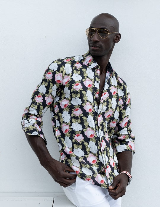St Barth Patterned Linen Long Sleeve Shirts