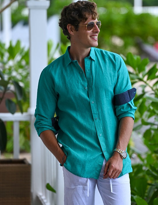 St Barth Solid Linen Long Sleeve Shirts