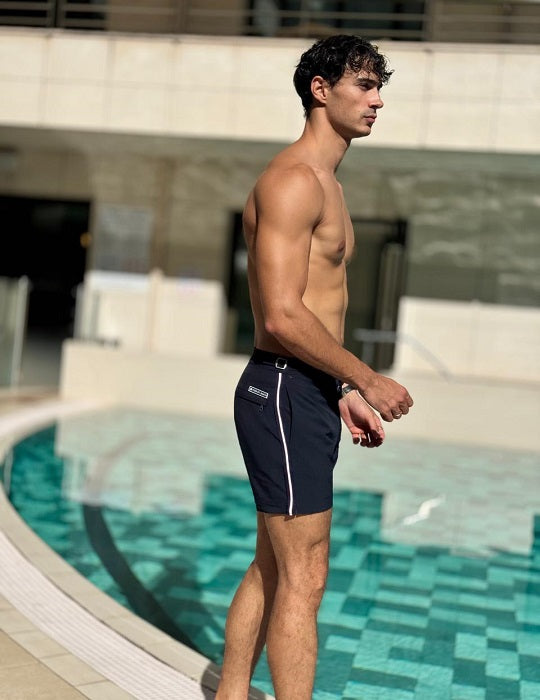Hamptons Tailored Swim Shorts - Racing Stripes