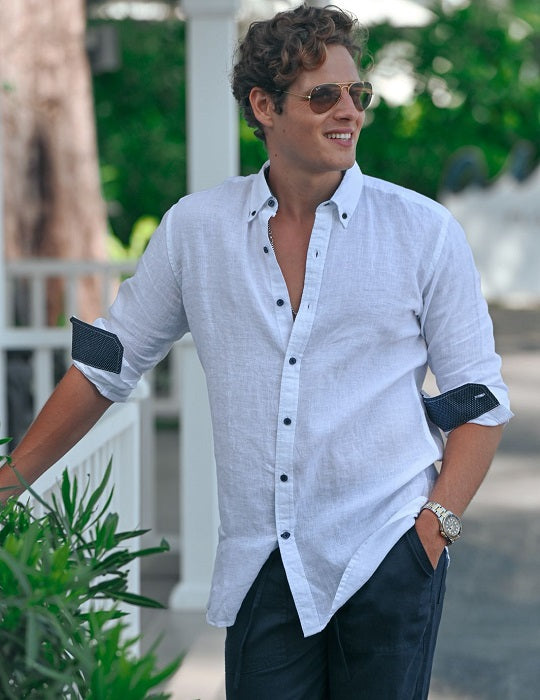 Banks Long Sleeve Linen Button Down Shirts