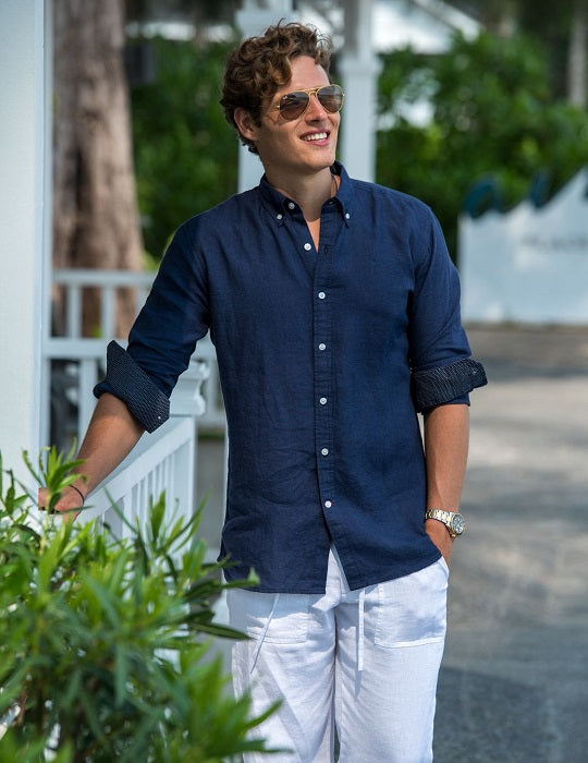 Banks Long Sleeve Linen Button Down Shirts