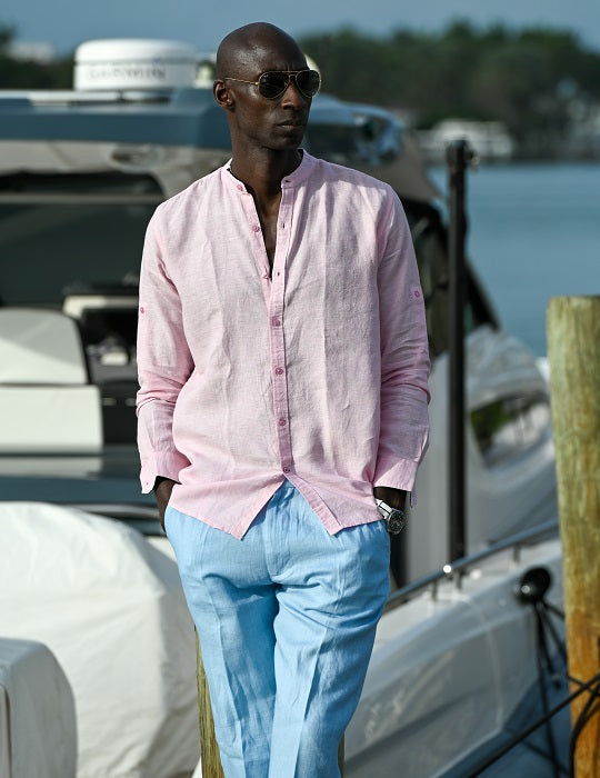 Indie Long Sleeve Mandarin Collar Linen Shirts