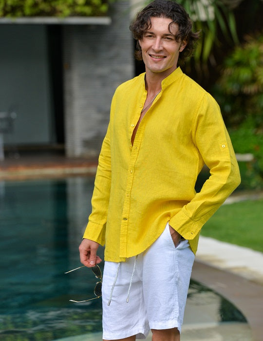 Indie Long Sleeve Mandarin Collar Linen Shirts