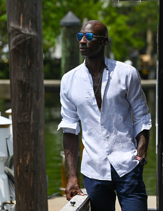 Indie Long Sleeve Mandarin Collar Linen Shirts