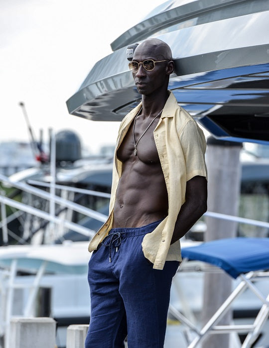Mustique Short Sleeve Camp Collar Linen Shirts