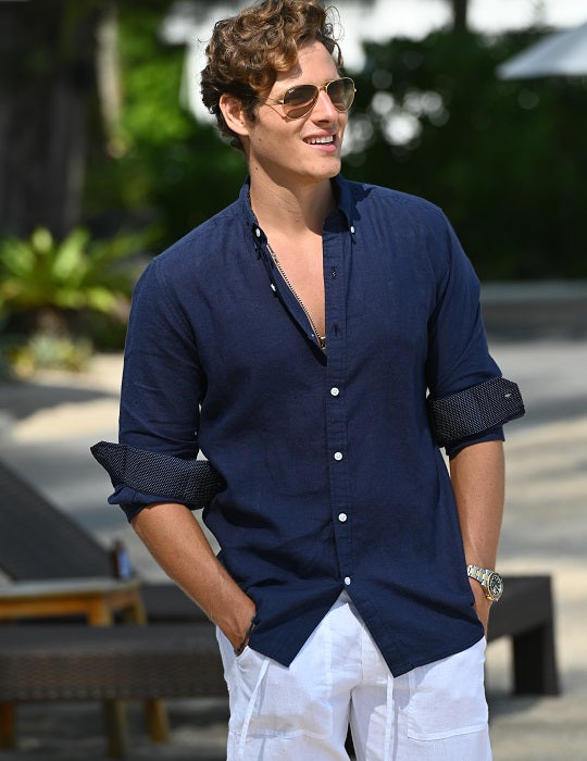 Banks Long Sleeve Linen Button Down Shirts