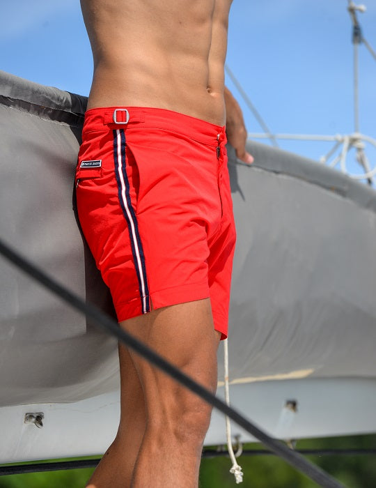 Hamptons Tailored Swim Shorts - Solid Stripes