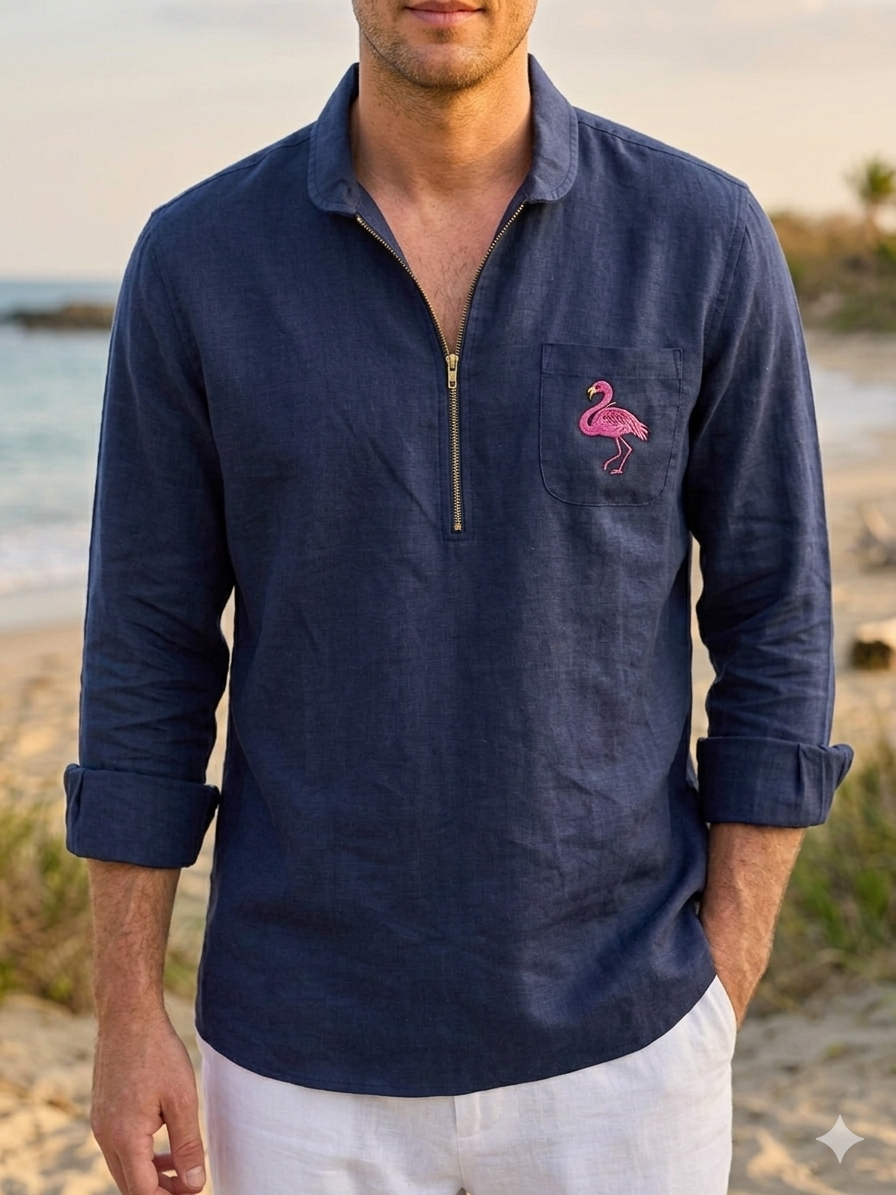 Men's Sorrento Flamant St Barth Linen Shirt
