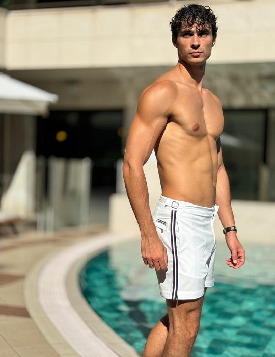 Hamptons Tailored Swim Shorts - Racing Stripes