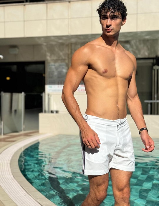 Hamptons Tailored Swim Shorts - Racing Stripes