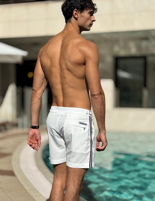 Hamptons Tailored Swim Shorts - Racing Stripes