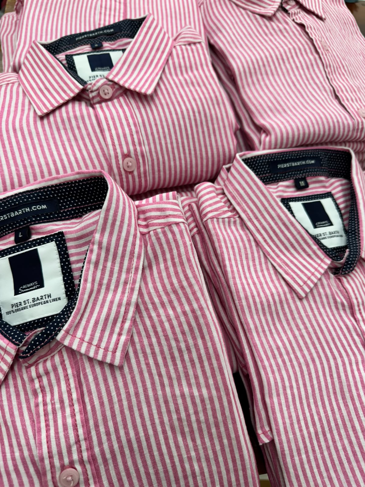 Men's St Barth Patterned Linen Long Sleeve Shirts - Classic Stripes
