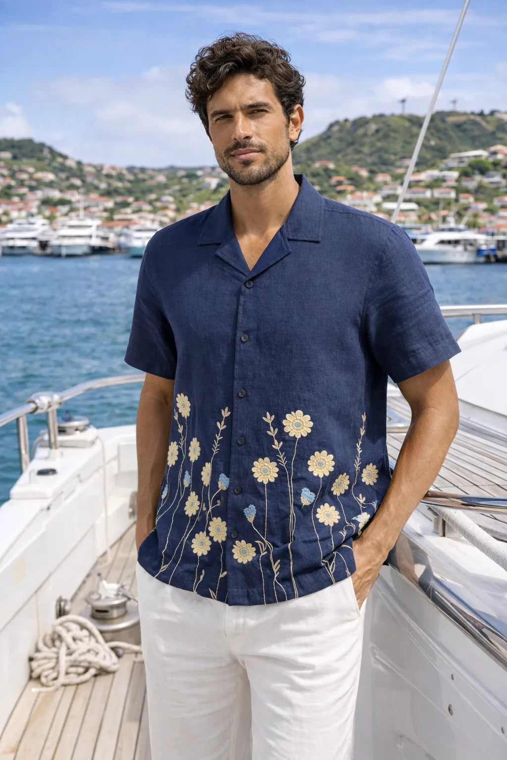 The Gustavia Bloom Linen Shirt for Men