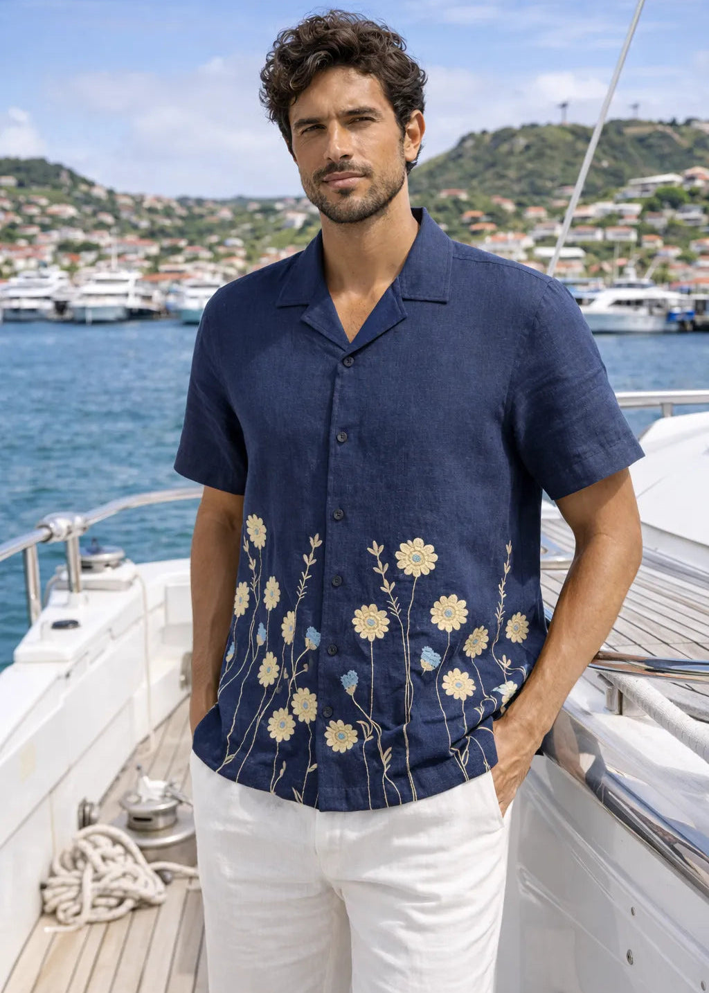The Gustavia Bloom Linen Shirt for Men