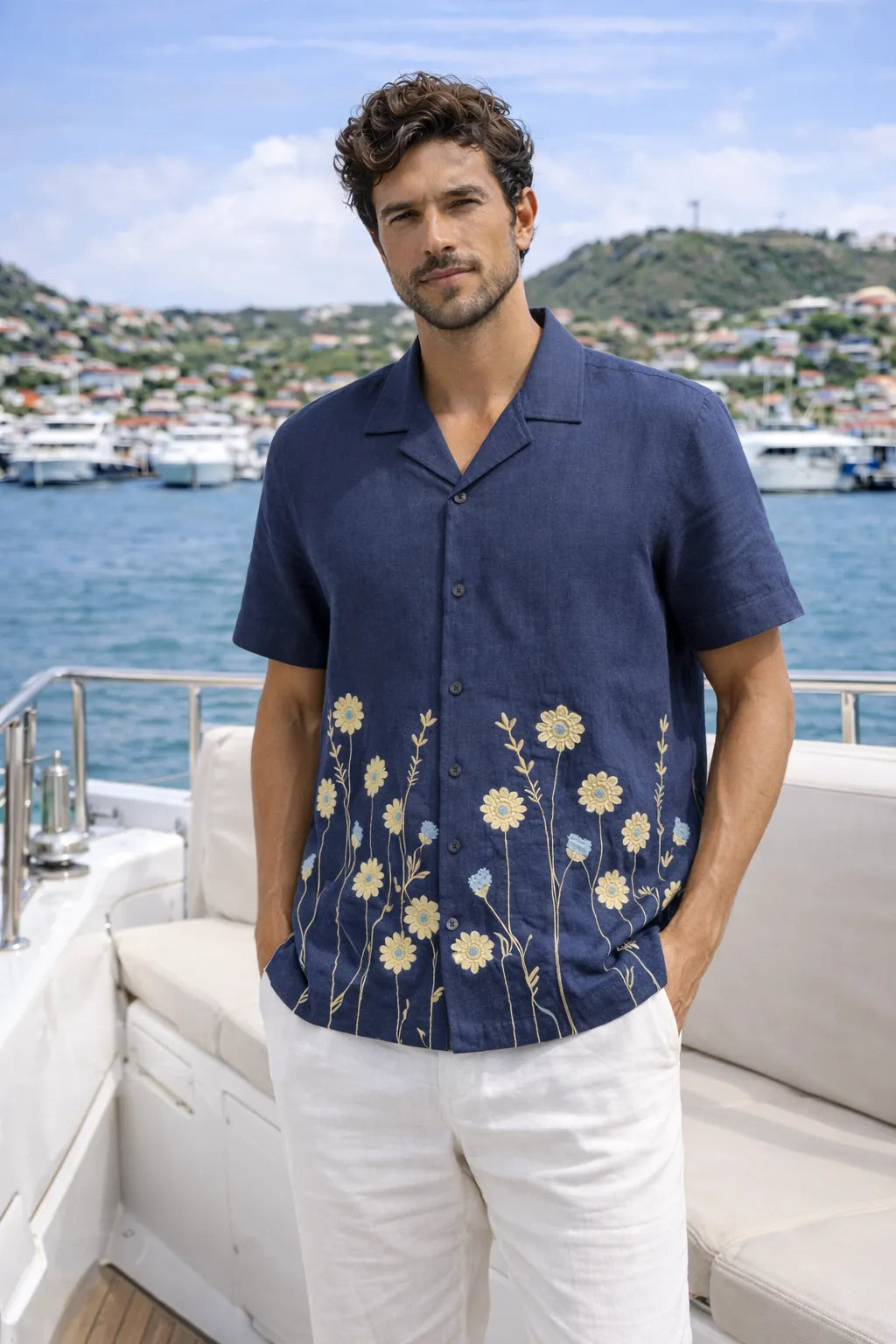 The Gustavia Bloom Linen Shirt for Men