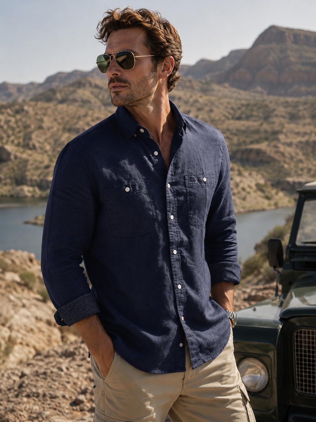 Men's Long Sleeve Yellowstone Linen Shirt