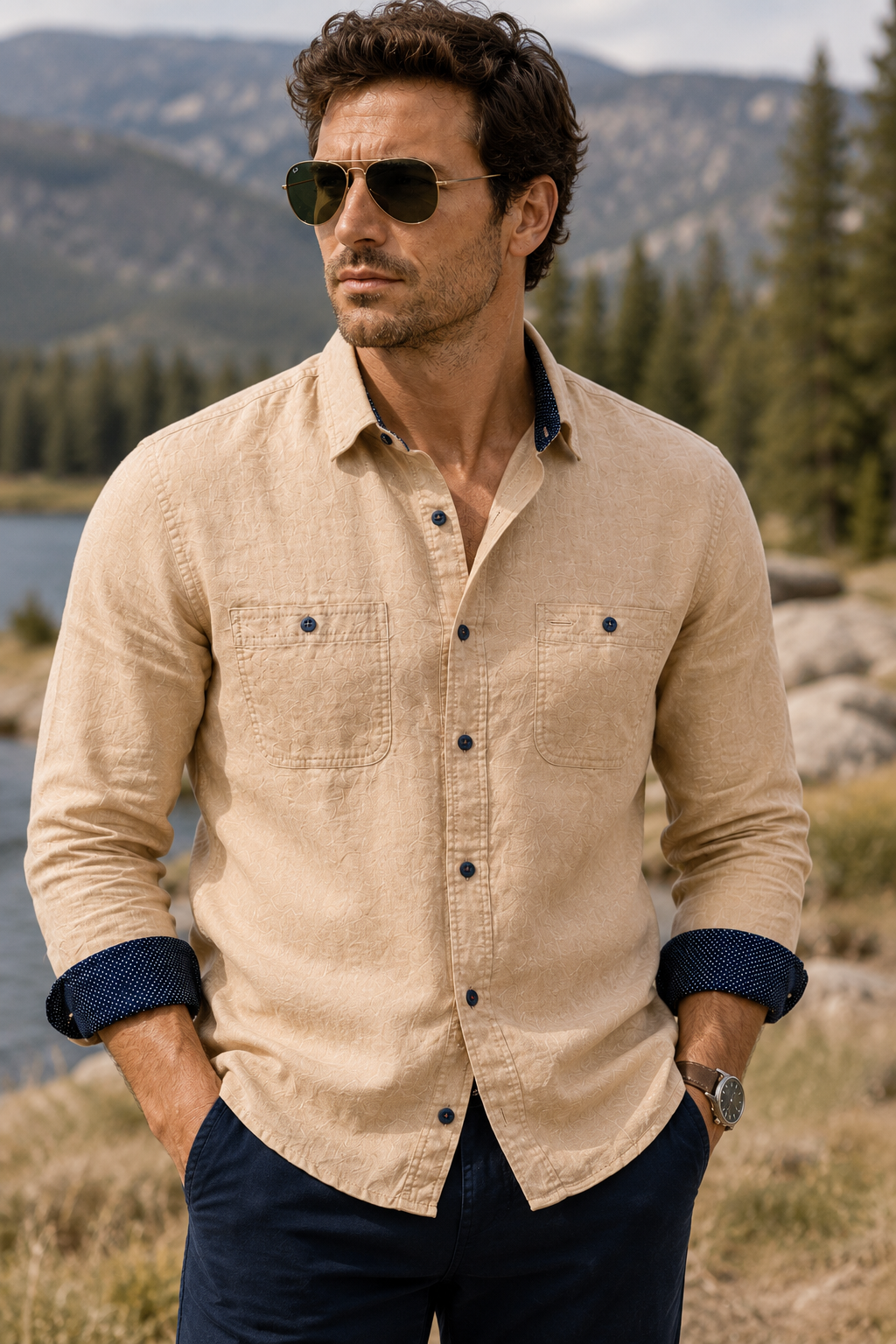 Men's Long Sleeve Yellowstone Linen Shirt