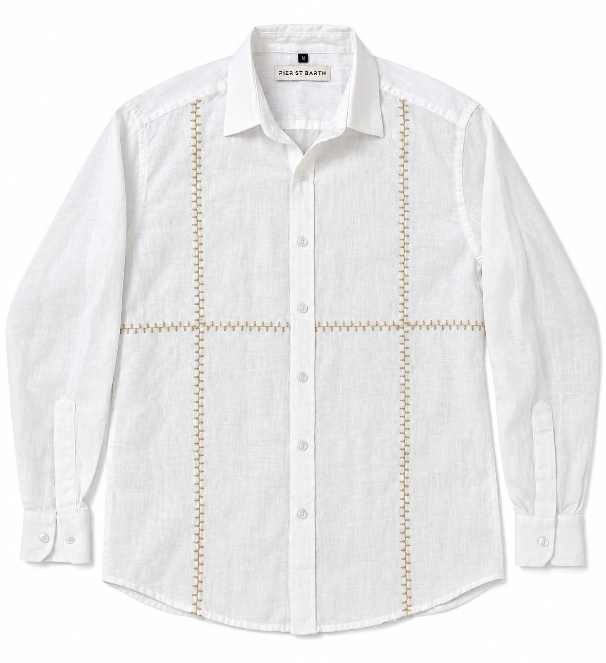 Men's Lino Long Sleeve Embroidered Linen Shirt