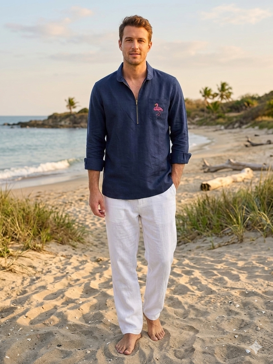 Men's Sorrento Flamant St Barth Linen Shirt