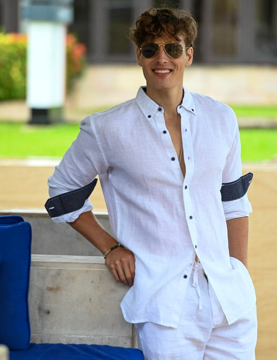 Men's Banks Long Sleeve Linen Button Down Shirts