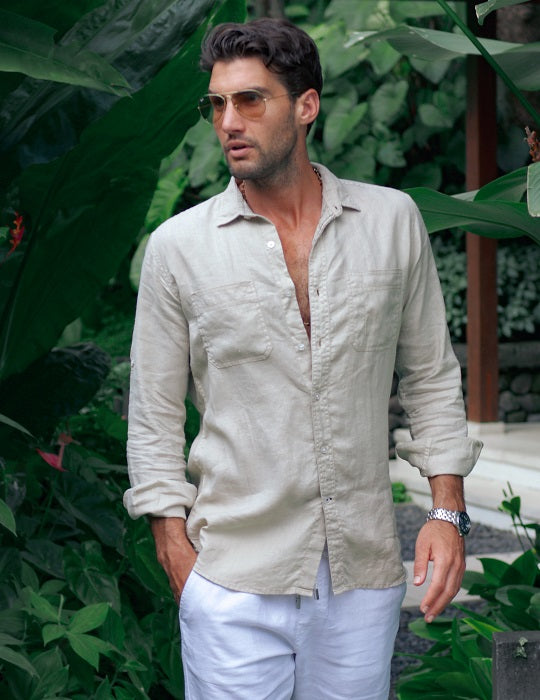 Corsica Utility Long Sleeve Linen Shirts