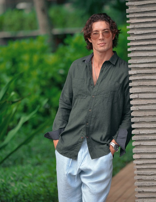 Corsica Utility Long Sleeve Linen Shirts