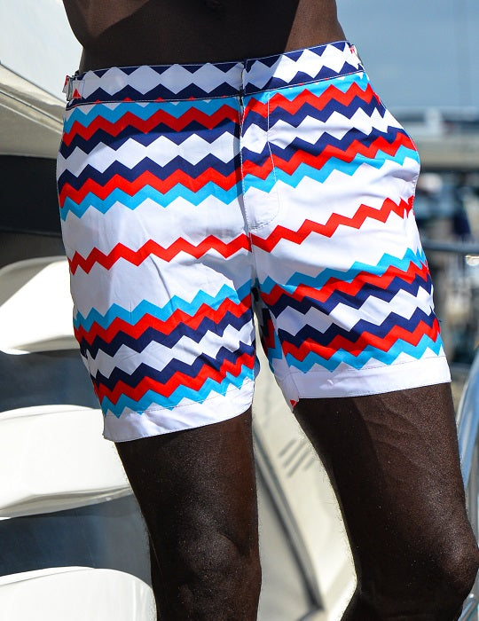 Hamptons Tailored Swim Shorts - Chevron Galaxy