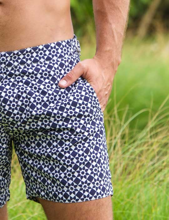 Hamptons Tailored Swim Shorts - Geo Flower