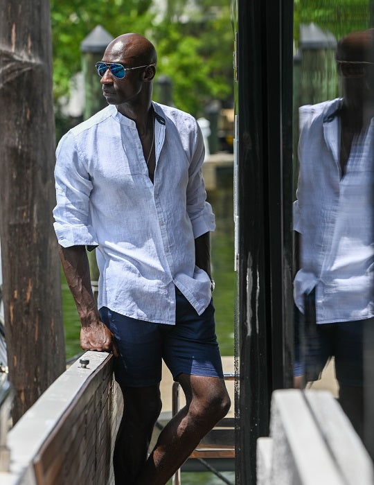 Men's Indie Long Sleeve Mandarin Collar Linen Shirts