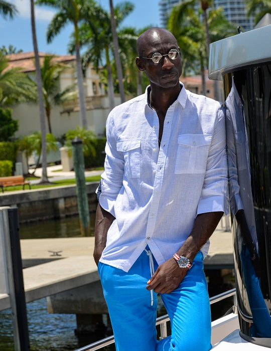 Men's Kruger Cargo Pocket Long Sleeve Linen Shirts