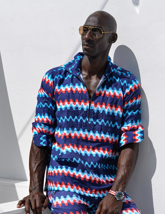 Long Beach Patterned Linen Hoodies